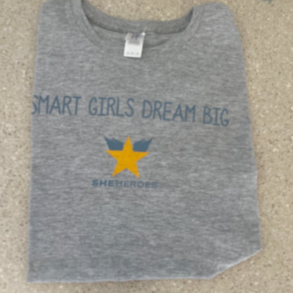 NWOT Smart Girls Dream Big Grey SheHeroes Tee